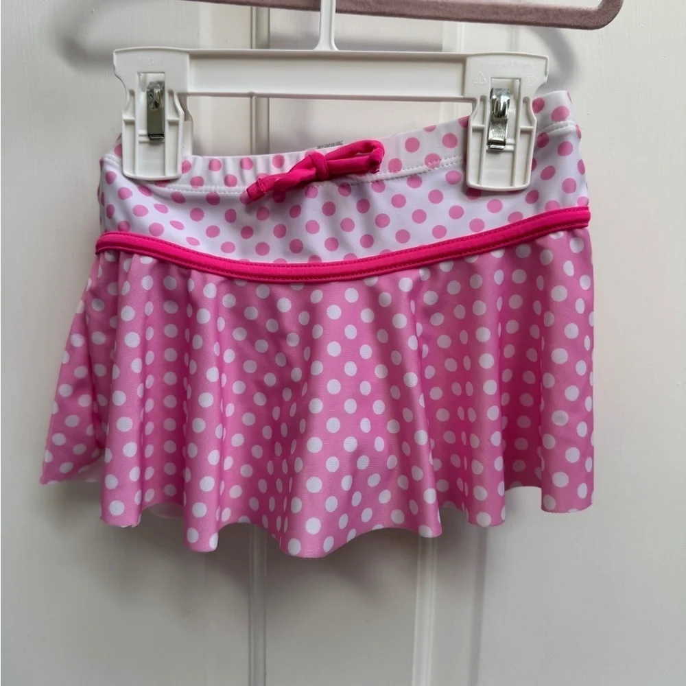 NWOT Disney Minnie Mouse 3T Pink Polka Dot Bikini Bottom Skirt Skort Swimsuit